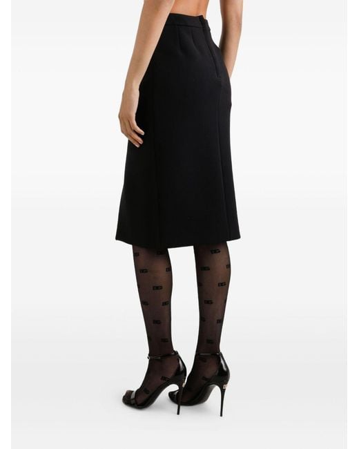 Dolce & Gabbana Black Front Slit Midi Pencil Skirt