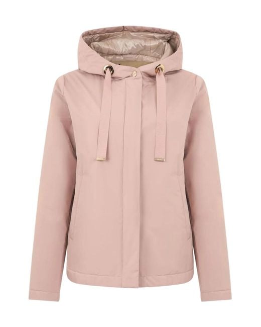 Herno Pink Zip-Up Drawstring Hooded Jacket