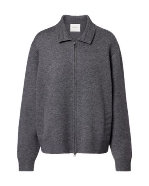 Lisa Yang Gray Aleya Cashmere Zipped Cardigan