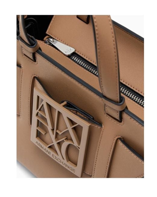 ARMANI EXCHANGE Brown Shopping Bag With Monogram