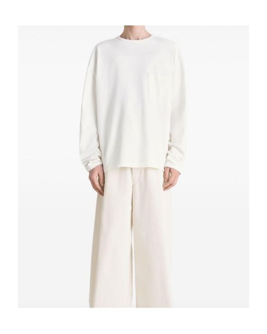Lemaire White Patch-Pocket Long-Sleeve T-Shirt for men