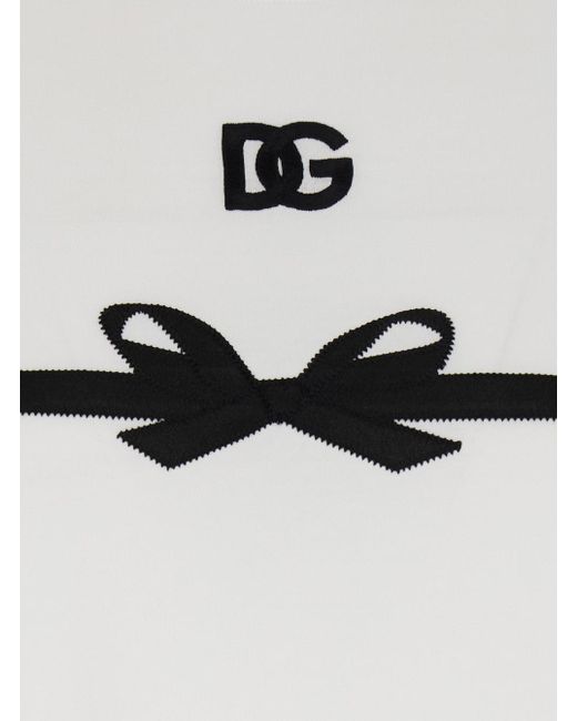 Dolce & Gabbana White Dg Logo Embroidered T-Shirt
