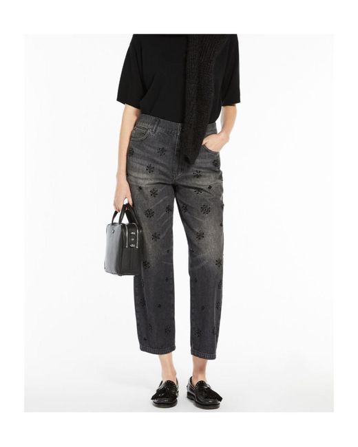 Weekend by Maxmara Gray Sequinned Denim Jeans