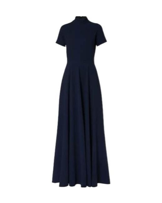 Emilia Wickstead Blue Malinda High-Neck Gown