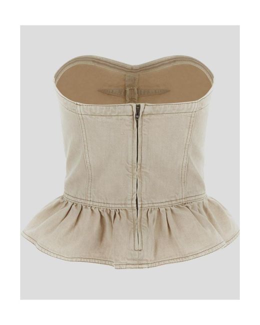 Isabel Marant Natural Strapless Denim Top