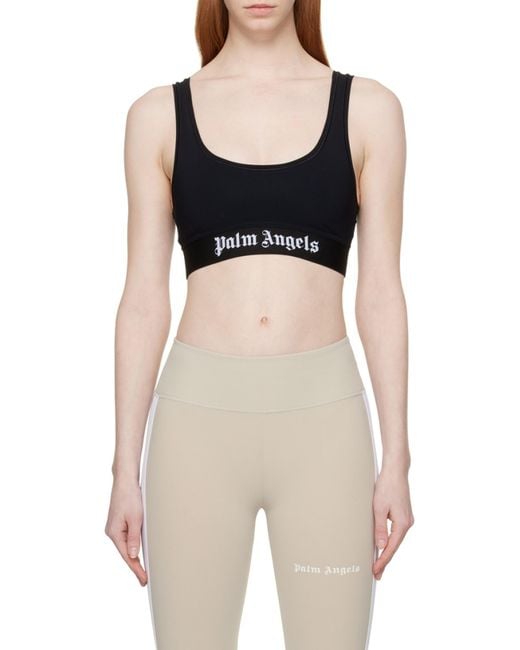 Palm Angels Black Scoop Neck Cropped Vest Top