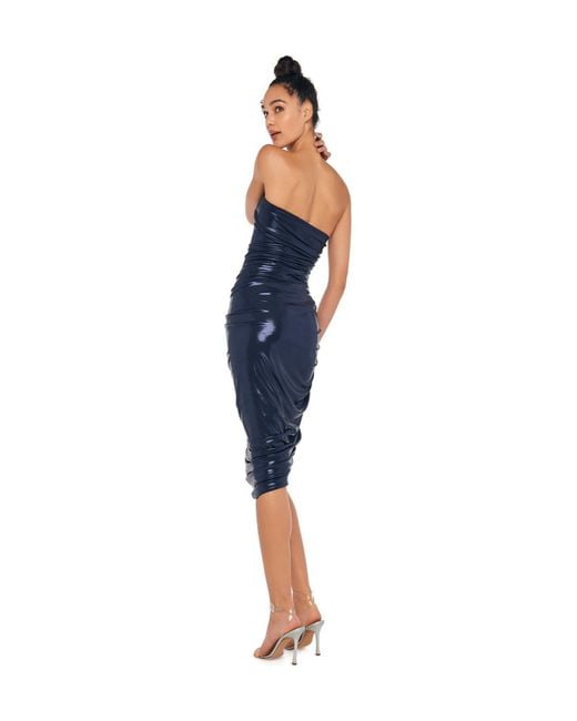 Norma Kamali Blue Diana Strapless Midi Dress