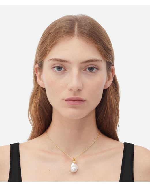 Bottega Veneta Metallic Pearl Pendant