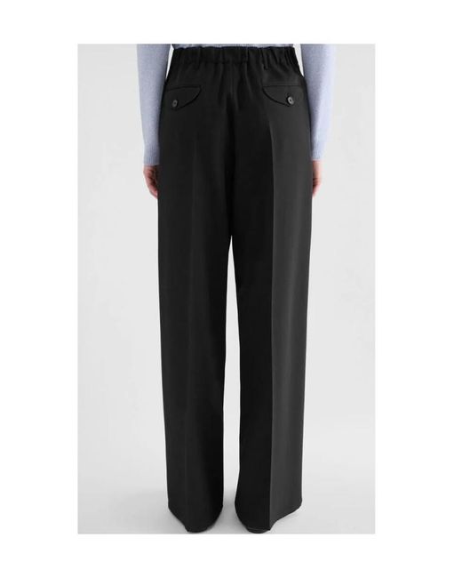 Jil Sander Black Pleated Gabardine Trousers