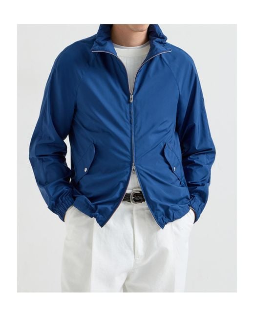 Brunello Cucinelli Blue Zip-Up Hooded Jacket for men