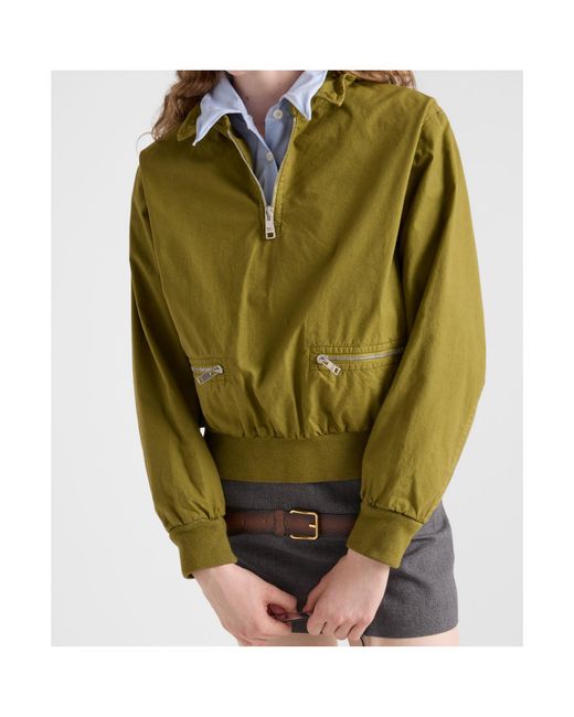 Prada Green Half-Zipped Long-Sleeved Jacket