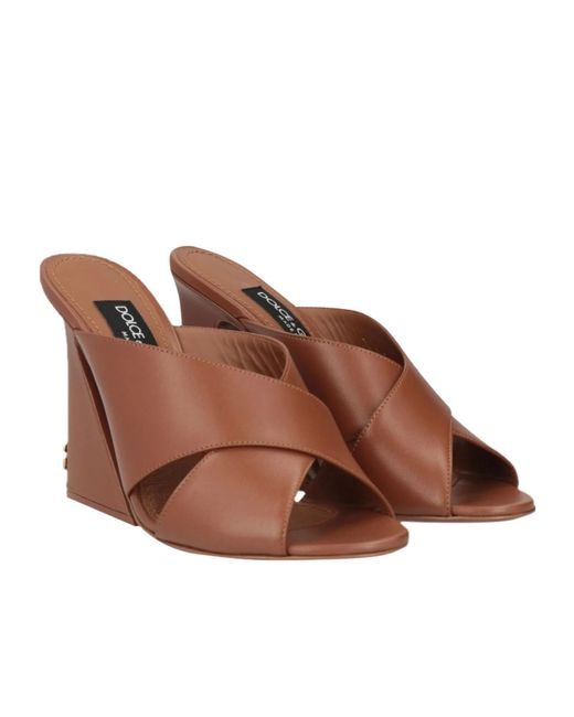Dolce & Gabbana Brown Minimalist Leather Sandals