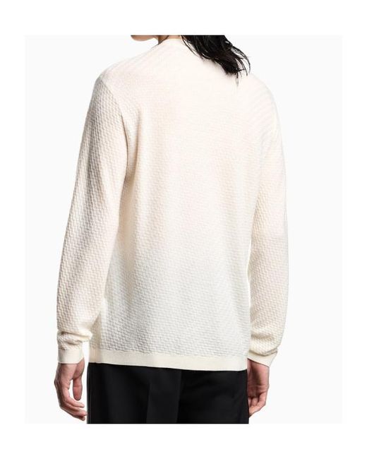 Emporio Armani White Crewneck Textured Sweater for men
