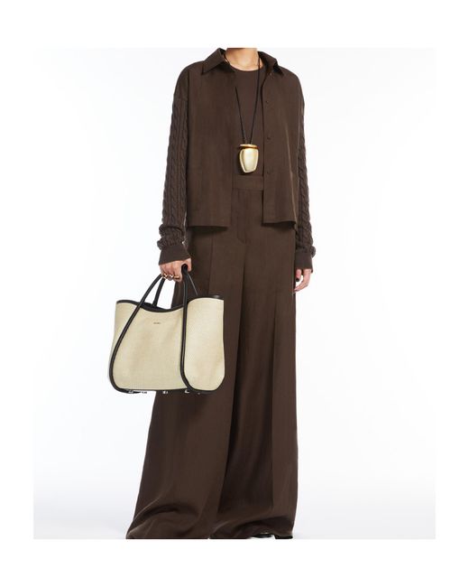 Max Mara Natural Logo Plaque Top Handle Bag