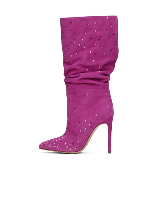 Paris Texas Purple Crystal Decorated Boots
