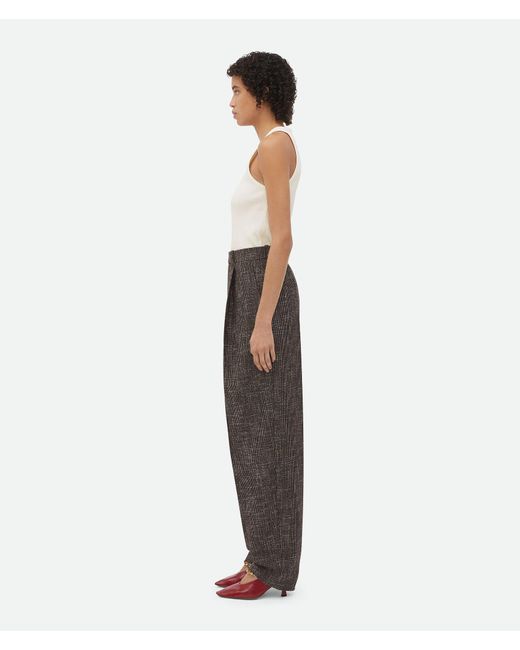Bottega Veneta Gray Wool And Cotton Pied De Poule Trousers