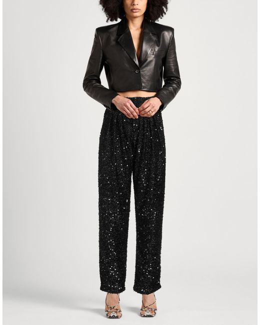Isabel Marant Black Stylish Metallic Sequin Pencil Pants