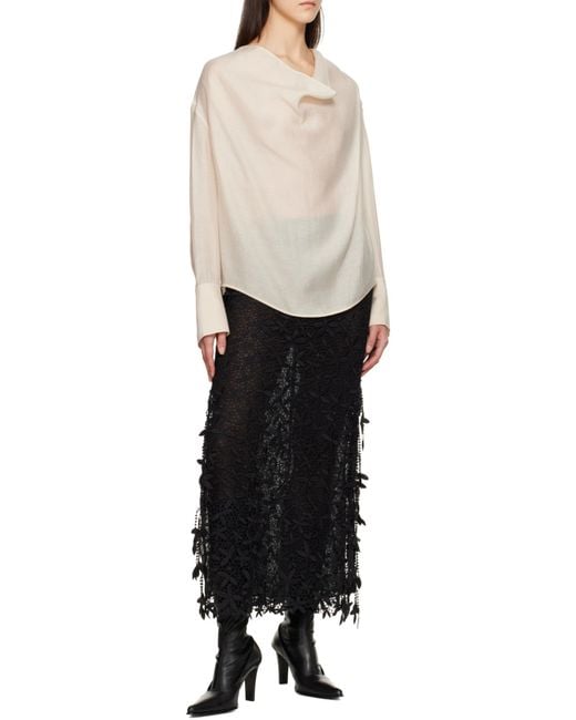 Totême White Totême Draped Curved Hem Blouse