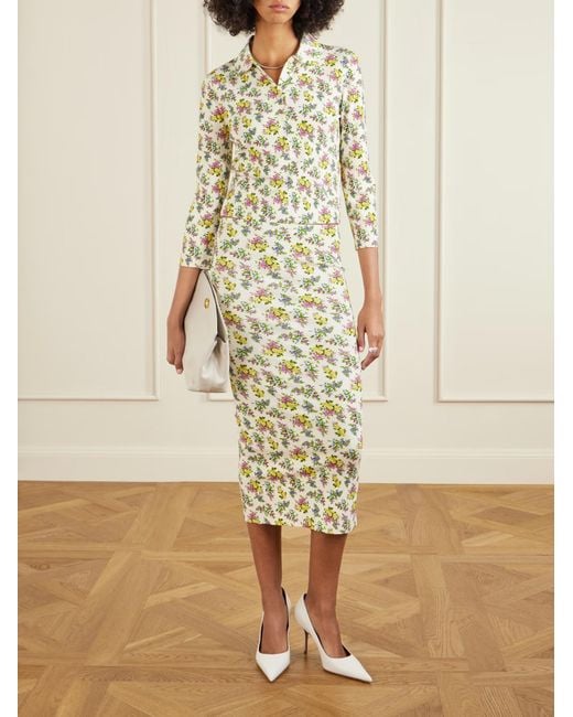 Dolce & Gabbana Metallic Floral-Print Pencil Skirt