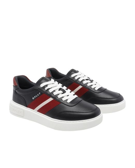 Bally Black Logo Printed Lace-Up Sneakers for men
