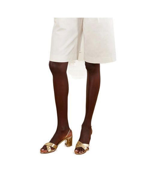 JENNIFER CHAMANDI Natural Metallic Leather Sandals