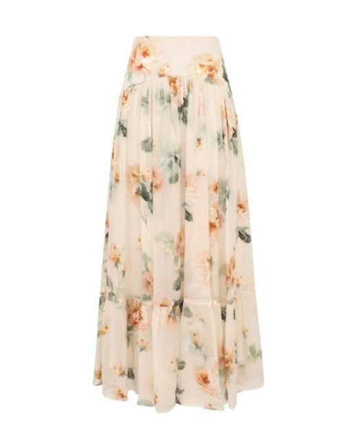 Zimmermann Natural Carousel Burnout Midi Skirt