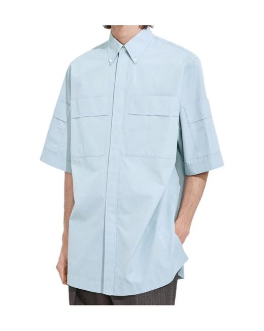Bottega Veneta Blue Cotton Poplin Shirt for men