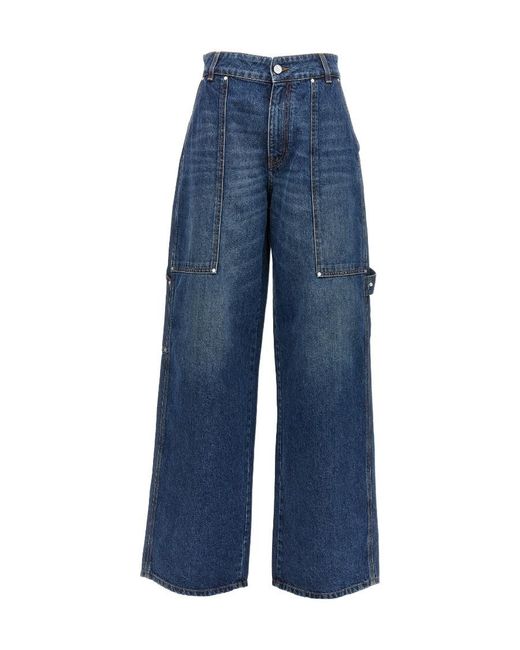 Stella McCartney Blue Wide-Leg Cargo Jeans