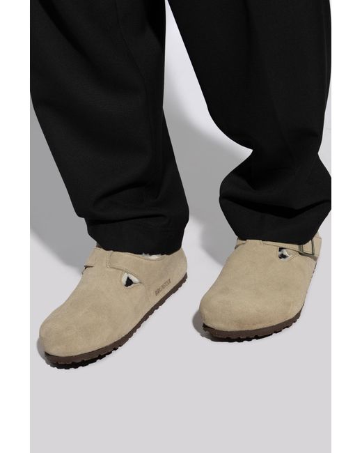 Birkenstock Gray London Buckle-Fastening Shearling-Lined Loafers for men