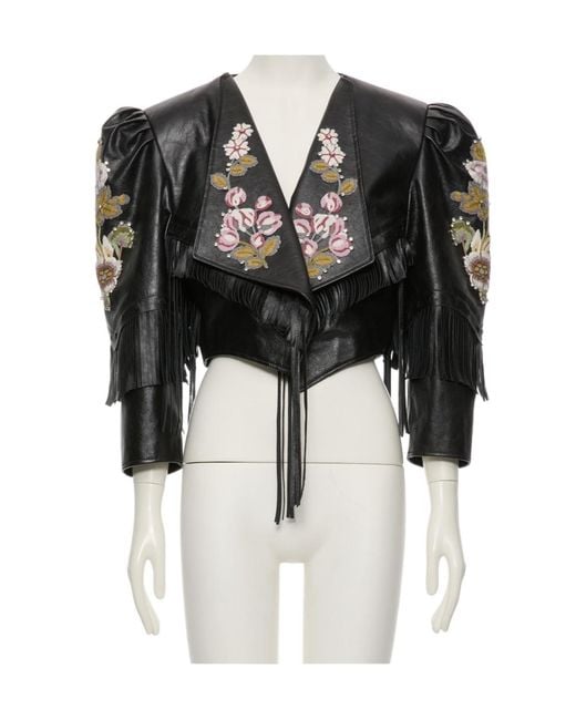 Valentino Black Long-Sleeved Leather Jacket