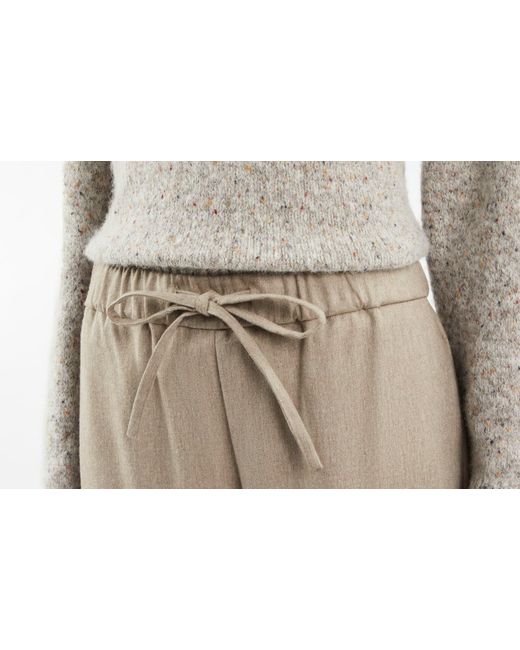 Fay Natural Drawstring Wide-Leg Pants