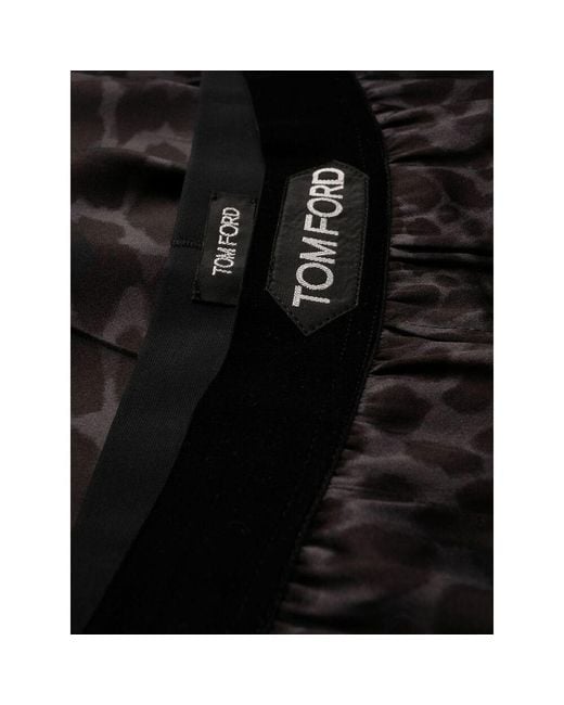 Tom Ford Black Leopard-Printed Stretched Pajama Trousers for men