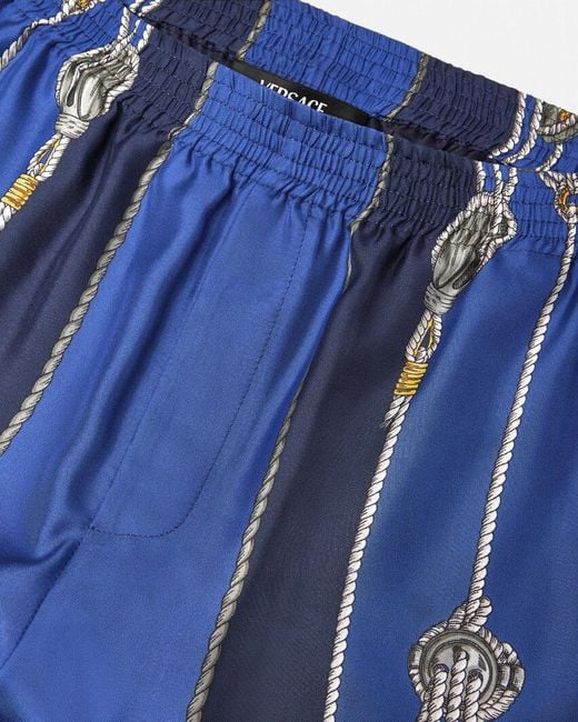 Versace Blue Nautical Print Knee-Length Shorts for men