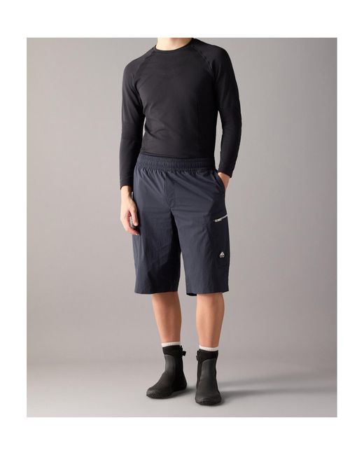 Moose Knuckles Black Logo Plaque Shorts for men