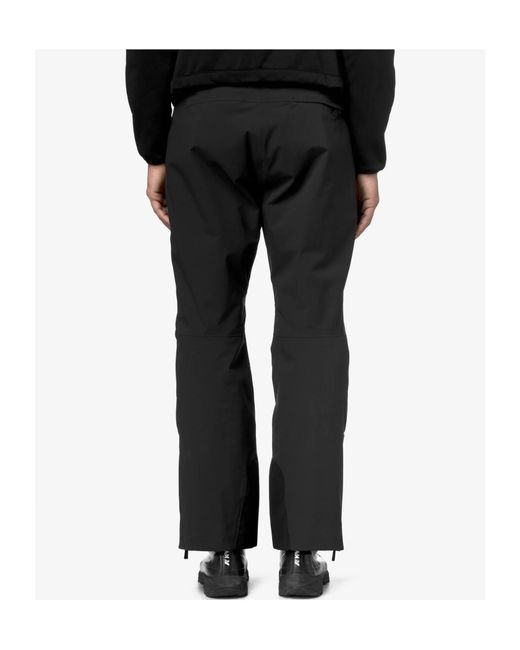 K-Way Black Logo Detailed Straight-Leg Trousers for men