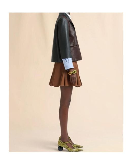 Marni Brown Pleated Mini Skirt