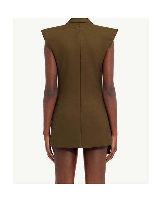 MM6 by Maison Margiela Green Double-Breasted Twill Gilet