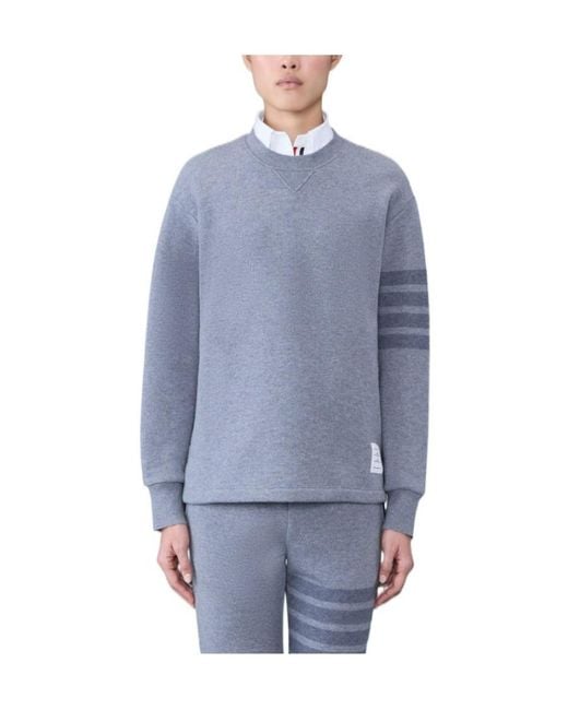 Thom Browne Gray Stripe Detailed Crewneck Jumper