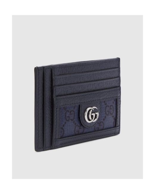 Gucci Blue Gg Logo Plaque Card Holder for men