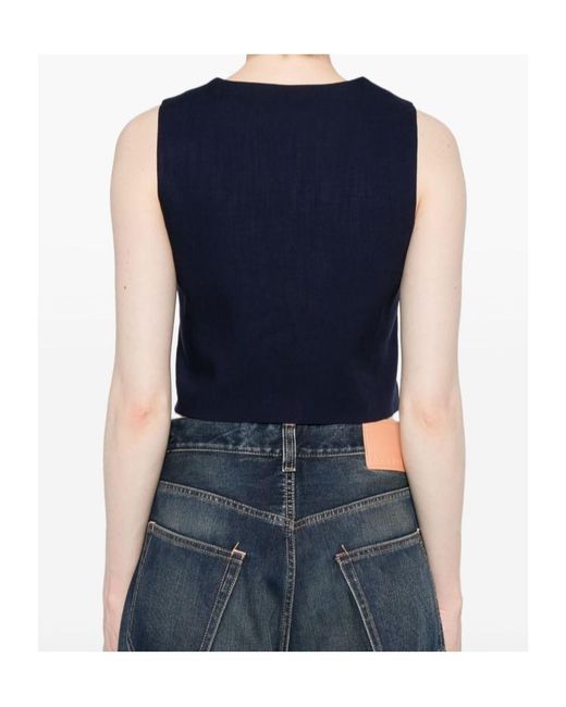MSGM Blue Slub-Texture Waistcoat