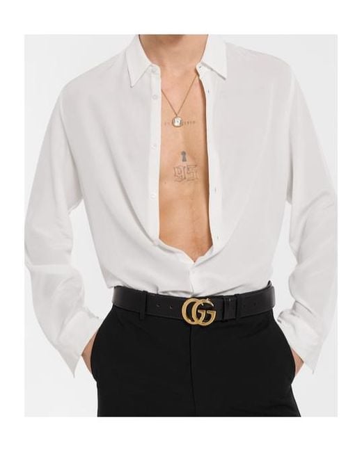 Gucci White Collared Long-Sleeve Shirt for men
