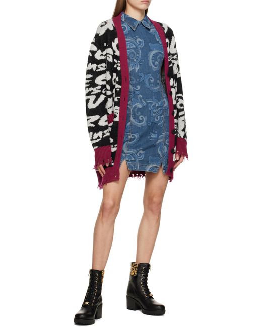 Versace Jeans Multicolor Couture Distressed V-Neck Cardigan