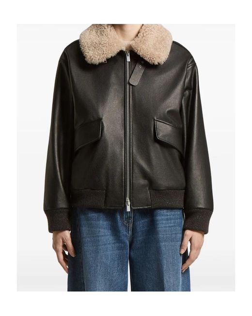 Peserico Black Zip-Up Bomber Jacket