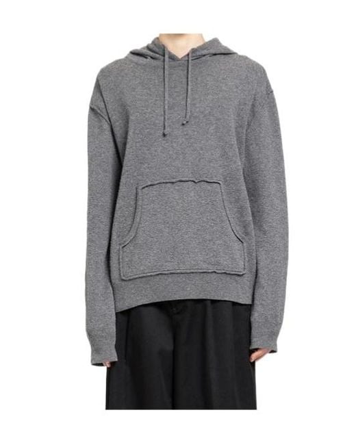 Maison Margiela Gray Knitted Drawstring Hoodie for men