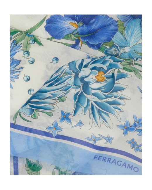 Ferragamo Blue Ferragamo Spring Printed Scarf
