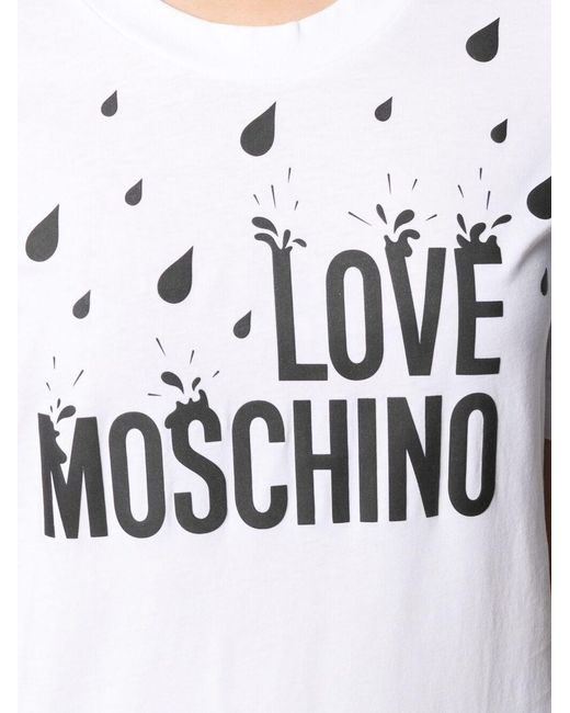 Moschino White Logo Print Cotton T-Shirt Dress
