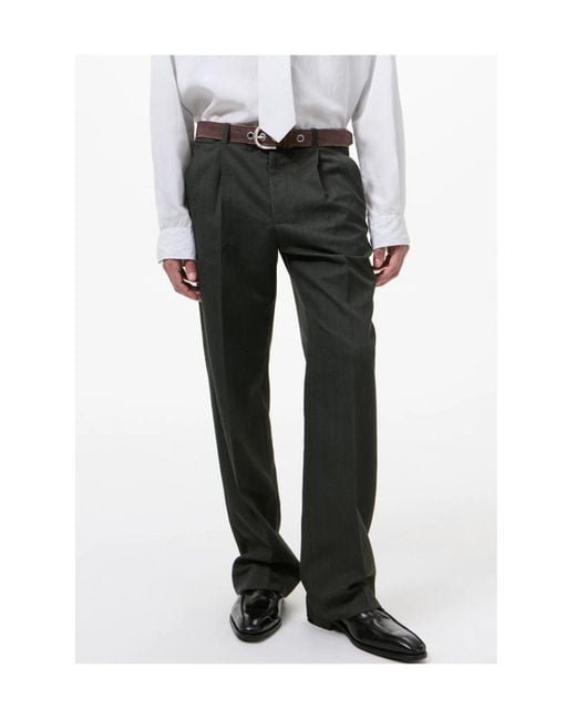 Our Legacy Gray Slack Pleated Straight-Leg Pants for men