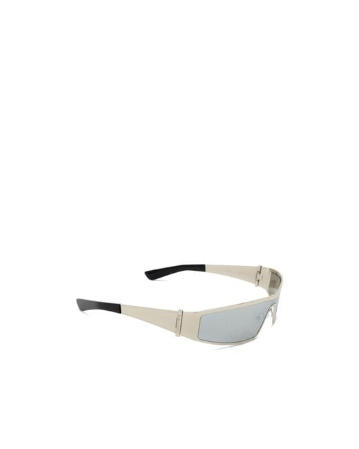 McQueen White Eyewear Wraparound Rectangular Sunglasses for men