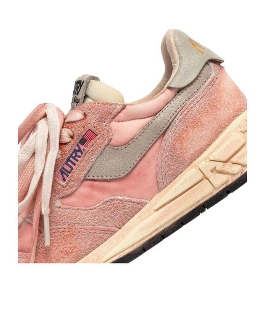 Autry Pink Logo-Patch Sneakers