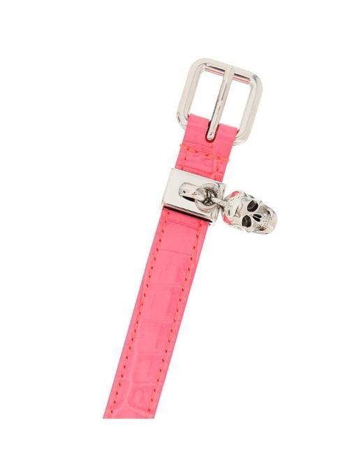 McQueen Pink Skull Charm Buckle Belt